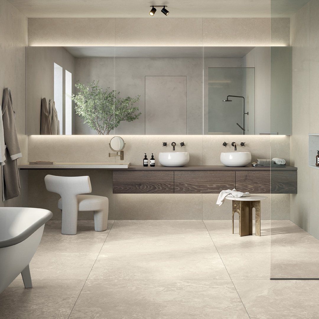 Salle de bain en travertin